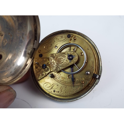 188 - Silver cased Pocket watch hallmarked for London 1865. Local interest, Goole maker, S Jackson. Non ru... 