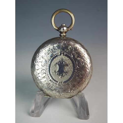 189 - Continental 800 silver ladies pocket watch with enamel face and nicely chased case. Non runner for r... 