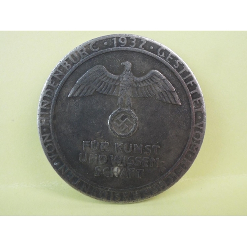 206 - Karl Gothe Silvered German coin. 50mm Diameter.