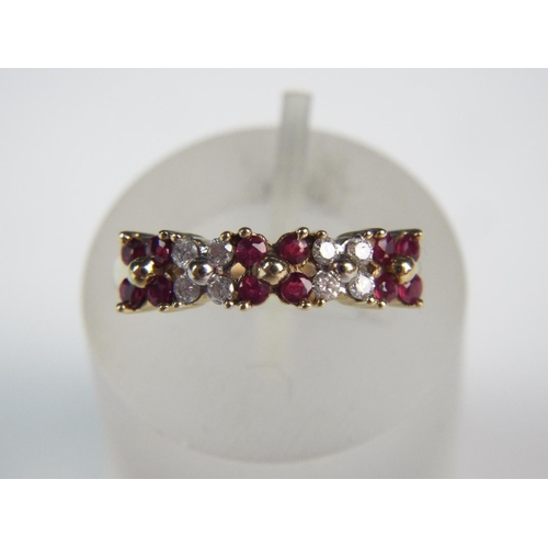 222 - 9ct Ruby and Diamond set ring. Finger size 'K5' 2.0g    0.15 pts Diamonds