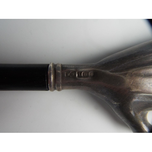 227 - Ebony Handled Silver Back scratcher. Hallmarked for Birmingham 1996,  Whitehill Silver Company.