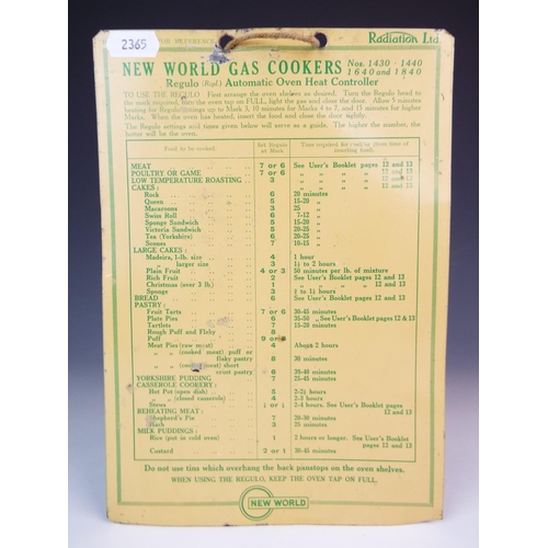 238 - Interesting metal Radiation ltd gas appliance chart.   10 x 7 inches