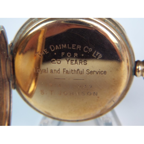 245 - Gold plated, Crown wind, Dennison 17 Jewel Swiss made Pocket watch with enamel face. Interesting ins... 