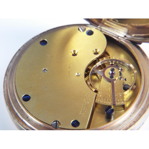 246 - 9ct Gold cased, Crown wind pocket watch, Swiss movement, Enamel dial inscribed 'Rotherhams of London... 