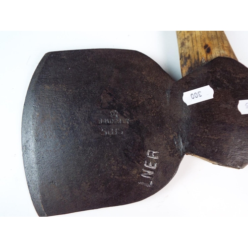 300 - Vintage LNER Railway Axe with stamped blade. Excellent order.