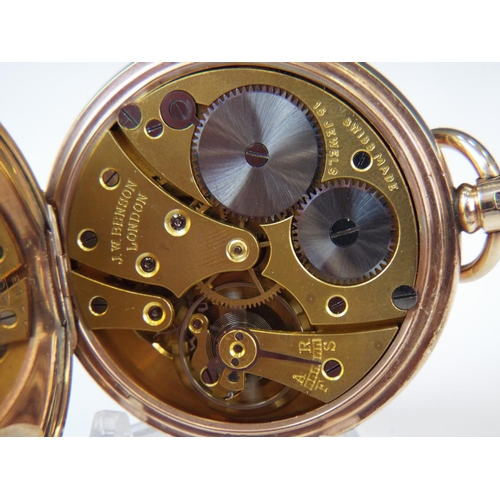 301 - Stunning 9ct gold Pocket watch by J Benson, London. 15 Jewel Swiss movement, Crown wind. 9ct Denniso... 