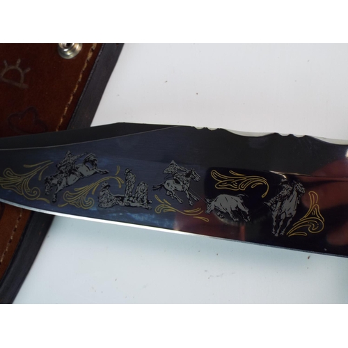 323 - Fantastic Ltd Edition Colt Cowboy Bowie knife complete with original box, leather scabbard, Antler H... 