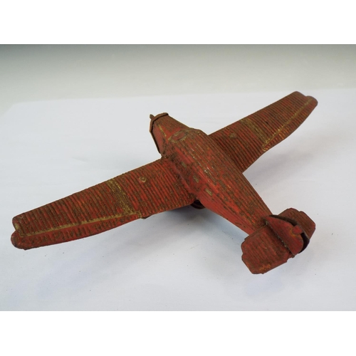 333 - Very old and interesting German tinplate clockwork aircraft by DRGM.   6 inch wingspan. For restorat... 