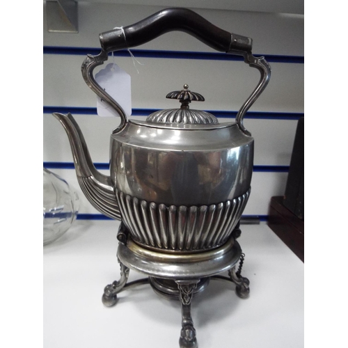 583 - Excellent Sheffield Silver plate spirit kettle with good hinges and base burner. Nutt & Co Sheffield... 