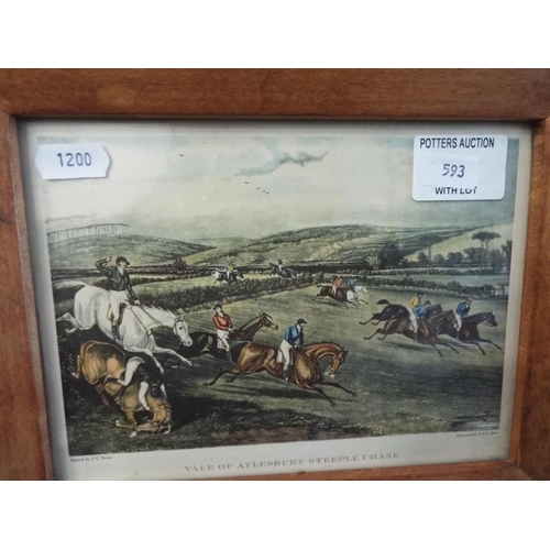 593 - Two hand tinted victorian prints in modern frames.