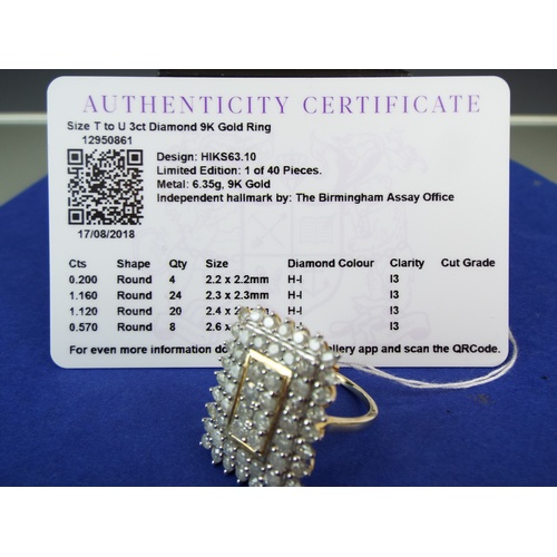 137A - Large Diamond cluster ring set with approx 3cts of Diamonds, each ranging from 2.2mm to 2.6 mm. Set ... 