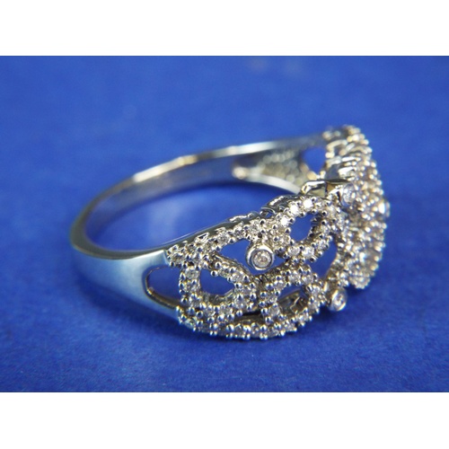 138A - Beautiful 0.40 pts Diamond ring set in a floral design. 9ct White Gold mount.  99 African White Diam... 