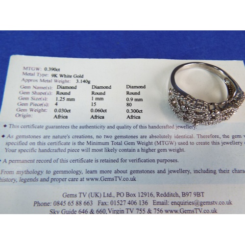 138A - Beautiful 0.40 pts Diamond ring set in a floral design. 9ct White Gold mount.  99 African White Diam... 