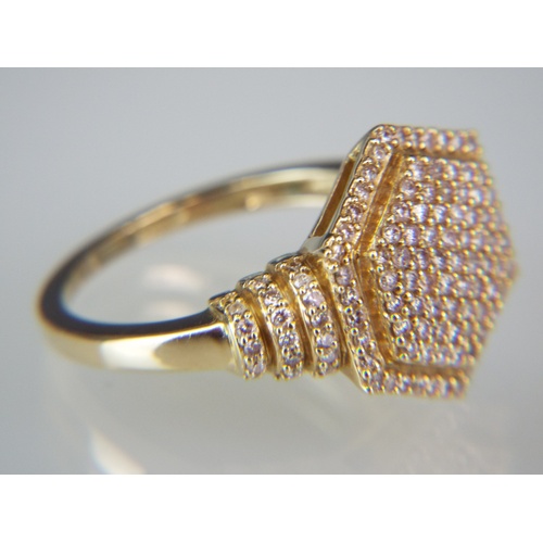 143A - 9ct yellow gold ring set with natural Pink Diamonds. 
Approx 0.75 pts of Diamonds. Designed by Thoma... 