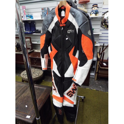 905 - Swift Innovation one piece leather motorcycle suit. size Large to XL.