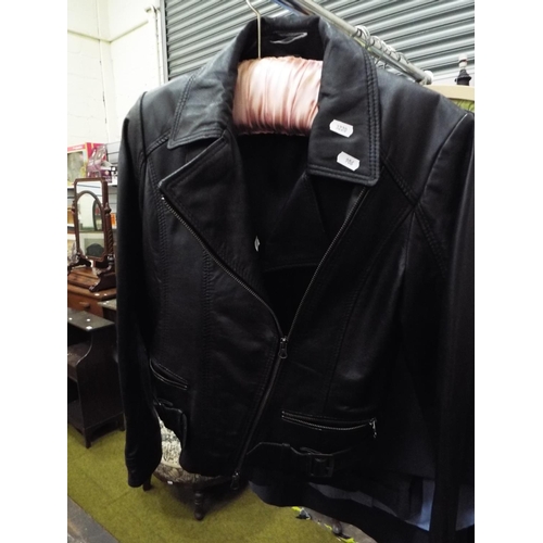 906 - Soft Black leather ladies bomber jacket. small to medium. Unused conditon.