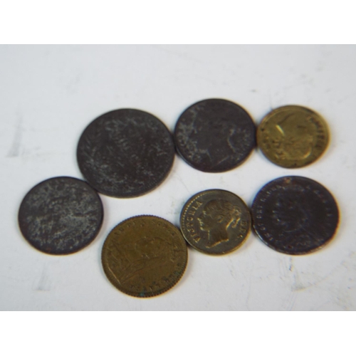 255 - Seven Victorian play coins.