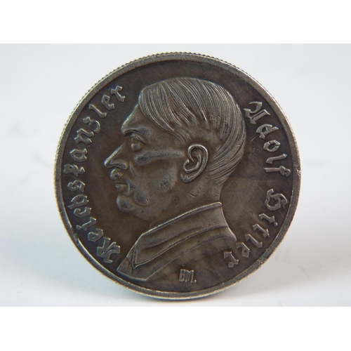 258 - Karl Goath Silvered 1930's Adolph Hitler Olympic commemorative coin.