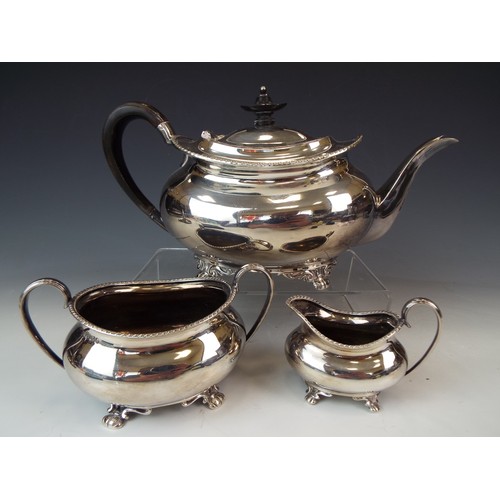 72a - Three piece Victorian Silver tea set comprising teapot with insulated handles with matching milk jug... 