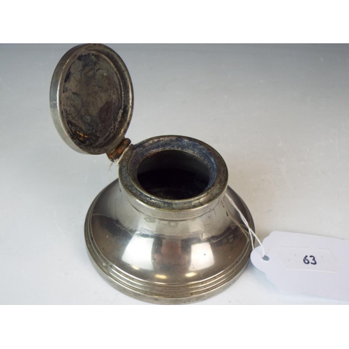 63 - White metal inkwell with the arms for Perth to lid (no liner)