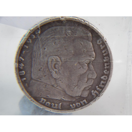 75 - 1936,  5 Reichmark Hindenburg coin.