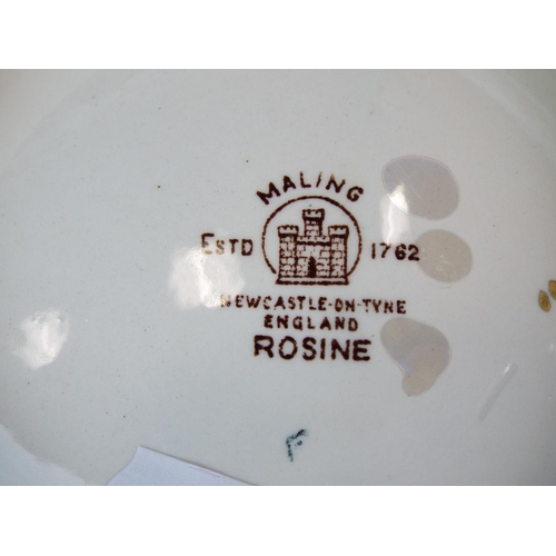 199 - Maling footed bowl . 8.5 inches diameter, four inches tall in the Rosine pattern. (small flake to ou... 