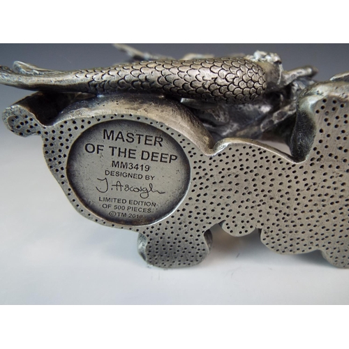 320 - Tudor Mint Myth and Magic pewter figurine. Master of the Deep.  Ltd Ed 500 pieces. 8 inches tall.