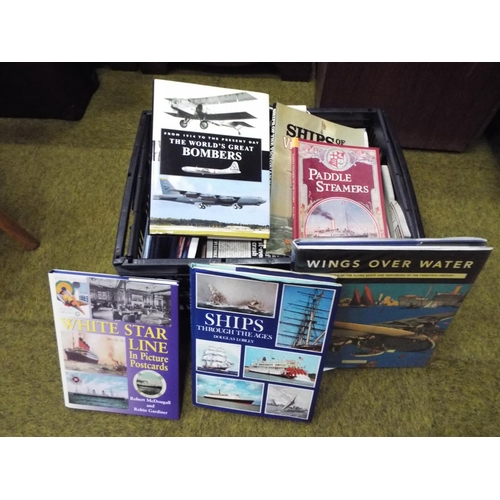 1153 - Large box of hard back books mostly about ships.