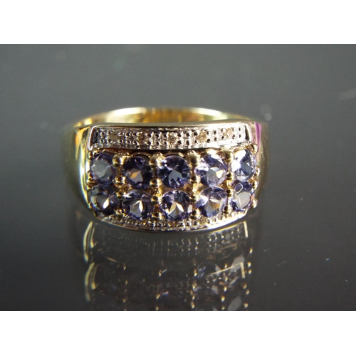 128 - Large 9ct gold mulit stone set ring. Finger size 'Q'  3.3g