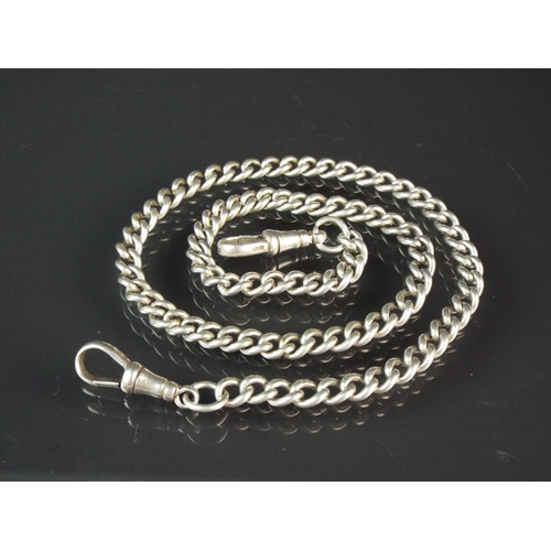 151 - Beautiful silver watch chain with clips both ends. 17 inches long. 31g