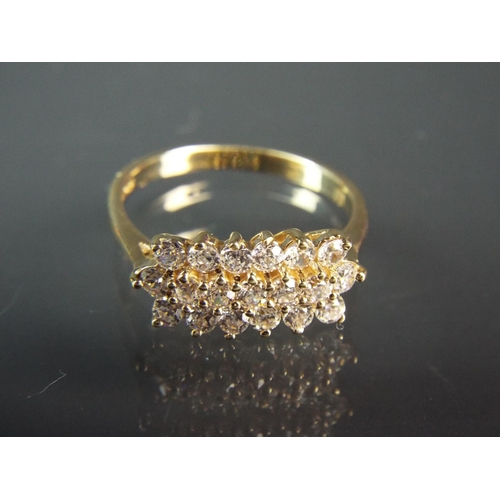 152 - 9ct Yellow gold Multi Cubic Zircona set ring.   Finger size 'P'   2.7g