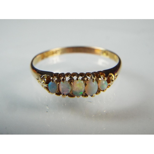 156 - Large 9ct gold  Blue/Green Opal set ring.   Finger size 'U'   2.3g