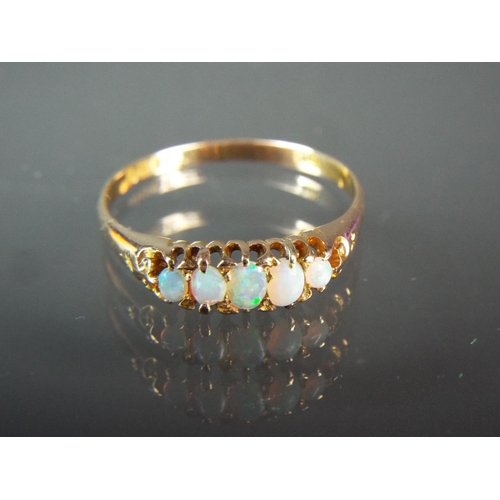 156 - Large 9ct gold  Blue/Green Opal set ring.   Finger size 'U'   2.3g