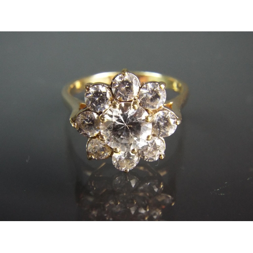 158 - 9ct Yellow gold Multi Cubic Zircona set ring.   Finger size 'P5'   3.9g