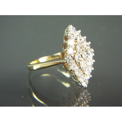 168 - 9ct Yellow Gold Cubic Zircona set cluster ring.  Finger size 'K5'  3.4g