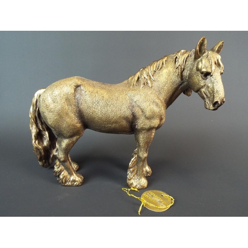 18 - Leonardo Bronze effect resin sculpture of a shire horse. 8 inches tall.