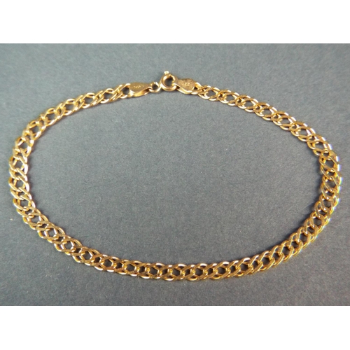 188 - 9ct Yellow Gold 7 inch Flat link Bracelet.  3.5g