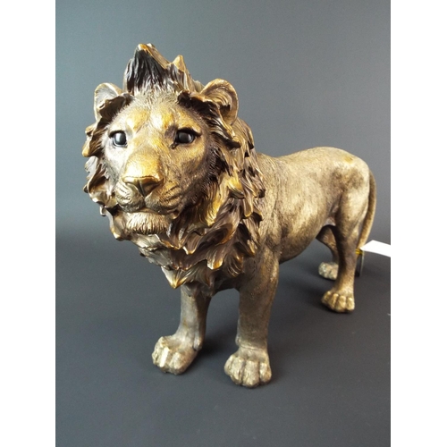 20 - Large Bronze effect resin Lion Sculpture by Leonardo.