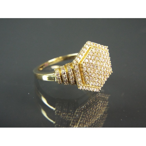 202 - 9ct Yellow gold ring set with natural pink Diamonds of approx 0.75 cts.  Thomas Rae design. Finger s... 