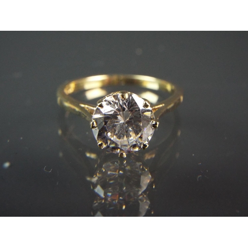 209 - 9ct Yellow gold large Cubic Zircona Solitaire ring. Finger size 'Q'  3.4g