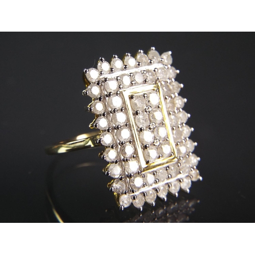 212 - Large Diamond cluster statement ring set with approx 3ct of Diamonds. Set in 9ct mount. 56 round cut... 