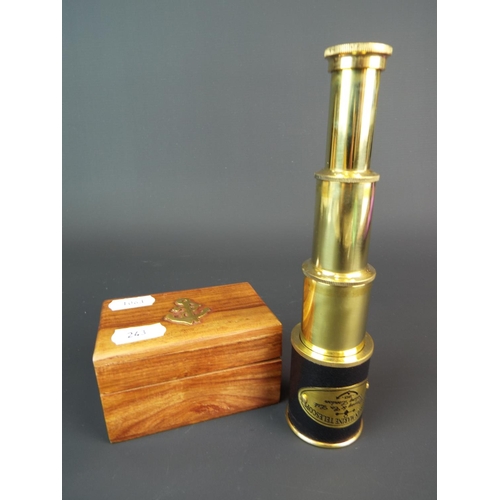 243 - Reproduction Victorian Four chamber telescope with wooden box.