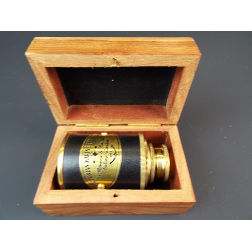 243 - Reproduction Victorian Four chamber telescope with wooden box.