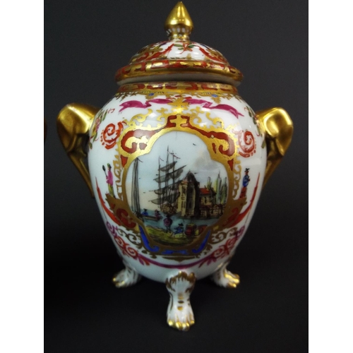 28 - Late 19th Century matched pair of hand decorated lidded pot pourri jars, Elephant head handles. Poss... 