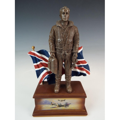 290 - Bradford exchange bronze effect resin sculpture named ' Battle of Britain, the few' standing 9.5 inc... 