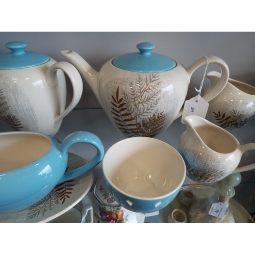 295 - Very pretty Alfred meaking tea service in a fern pattern with sky blue background. 60+ pices.