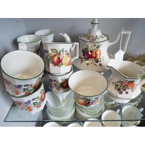 296 - Pretty English made part teaset with matching vases and tray.