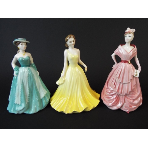 42 - Three Coalport Figurines, each measuring 5.5 inches tall.