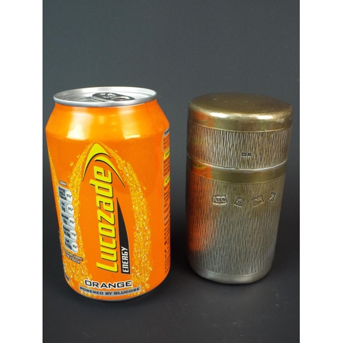 68 - Solid Silver cylindrical cigarette box with very tight close fitting lid. Tree bark decoration, Lemo... 