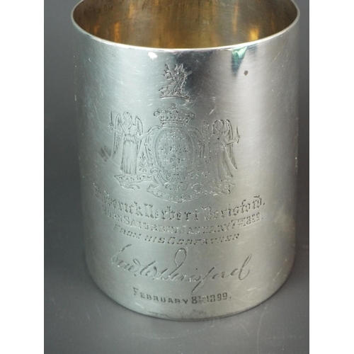 72 - Solid Silver christening mug. Sheffield 1898, John Round Ltd..  210.6g